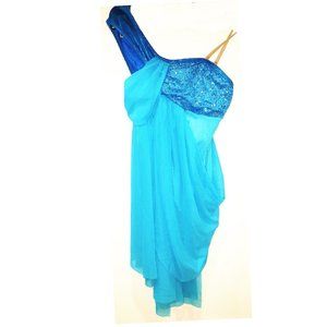 Elegant Blue One-Shoulder Dress